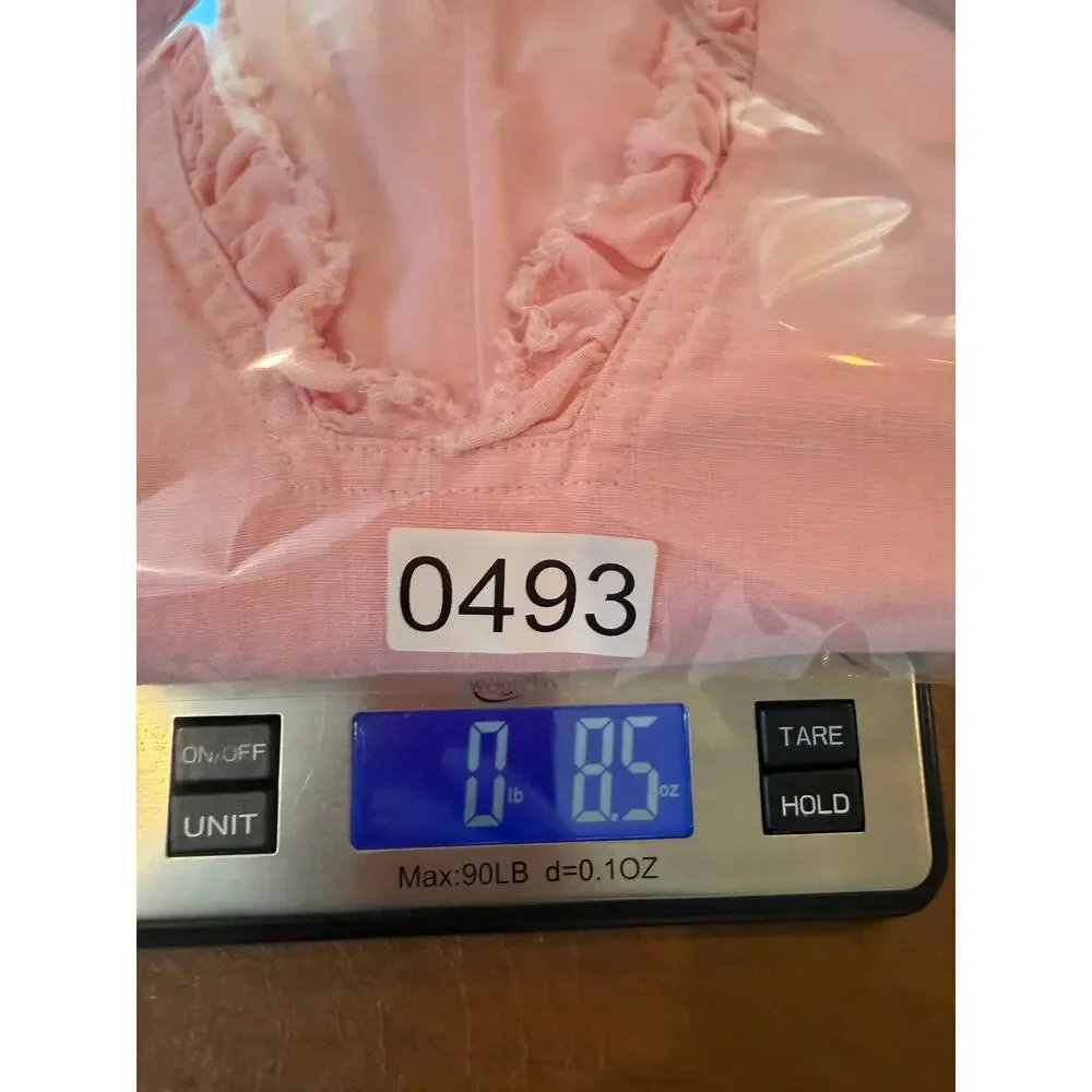 Tommy Bahama Pink 100% Linen Shift Dress Ruffle Neck Size L - Picture 7 of 7